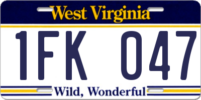 WV license plate 1FK047