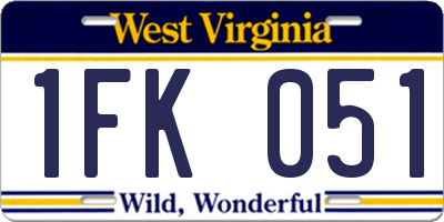 WV license plate 1FK051