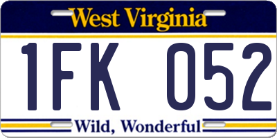 WV license plate 1FK052