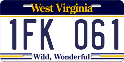 WV license plate 1FK061