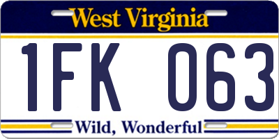 WV license plate 1FK063