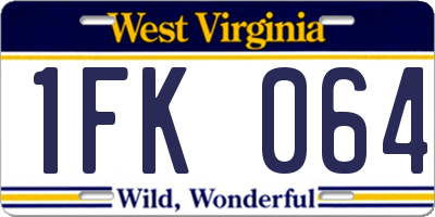 WV license plate 1FK064