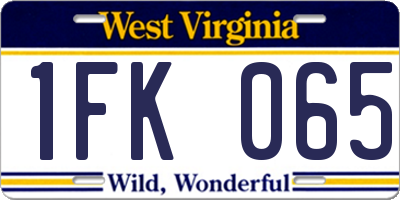 WV license plate 1FK065