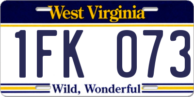 WV license plate 1FK073