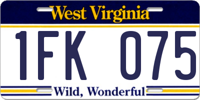 WV license plate 1FK075