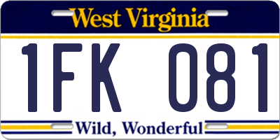 WV license plate 1FK081