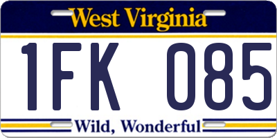 WV license plate 1FK085