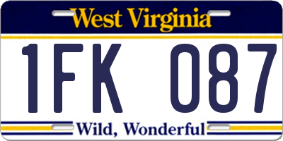 WV license plate 1FK087