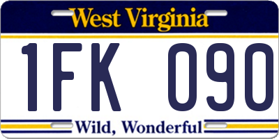 WV license plate 1FK090