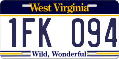 WV license plate 1FK094