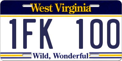 WV license plate 1FK100