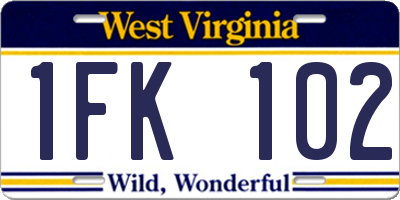 WV license plate 1FK102