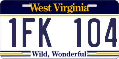 WV license plate 1FK104