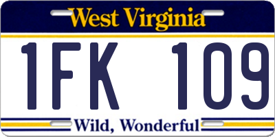 WV license plate 1FK109