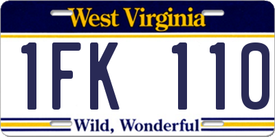 WV license plate 1FK110