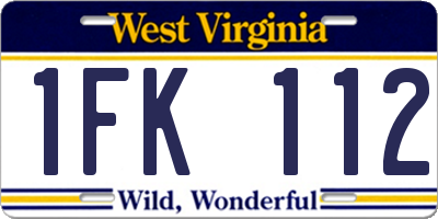 WV license plate 1FK112