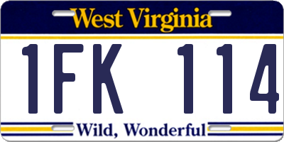 WV license plate 1FK114