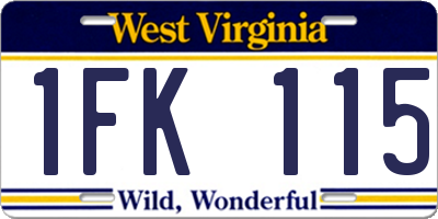 WV license plate 1FK115