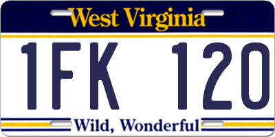 WV license plate 1FK120