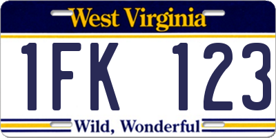 WV license plate 1FK123