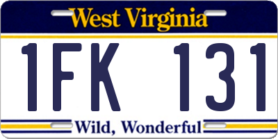 WV license plate 1FK131