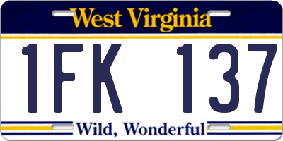 WV license plate 1FK137