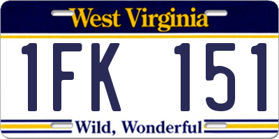 WV license plate 1FK151