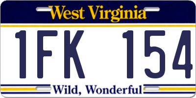 WV license plate 1FK154