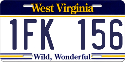 WV license plate 1FK156