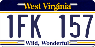 WV license plate 1FK157