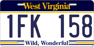 WV license plate 1FK158