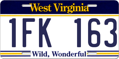 WV license plate 1FK163