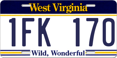WV license plate 1FK170
