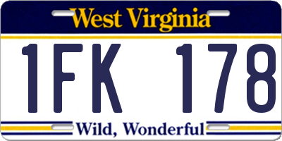 WV license plate 1FK178