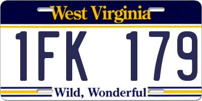 WV license plate 1FK179