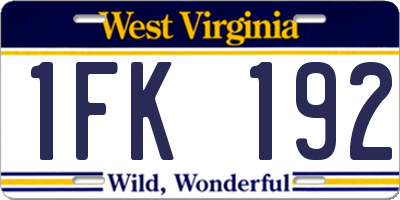 WV license plate 1FK192