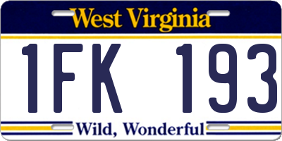 WV license plate 1FK193