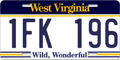 WV license plate 1FK196
