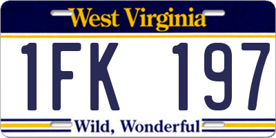 WV license plate 1FK197