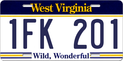 WV license plate 1FK201