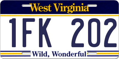 WV license plate 1FK202