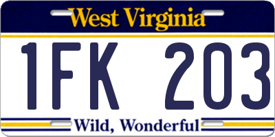 WV license plate 1FK203