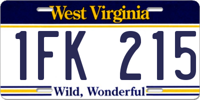 WV license plate 1FK215
