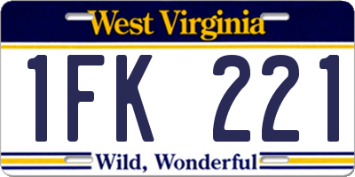 WV license plate 1FK221