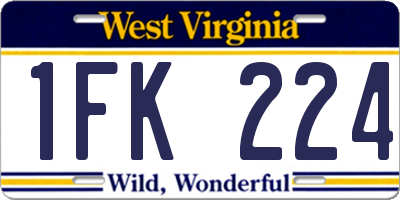 WV license plate 1FK224