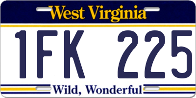 WV license plate 1FK225