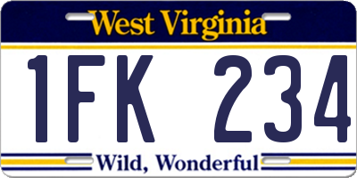 WV license plate 1FK234
