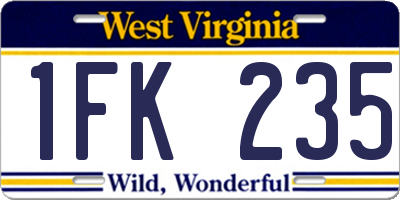WV license plate 1FK235