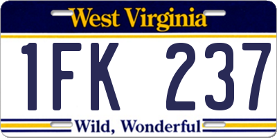 WV license plate 1FK237