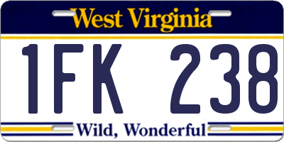 WV license plate 1FK238
